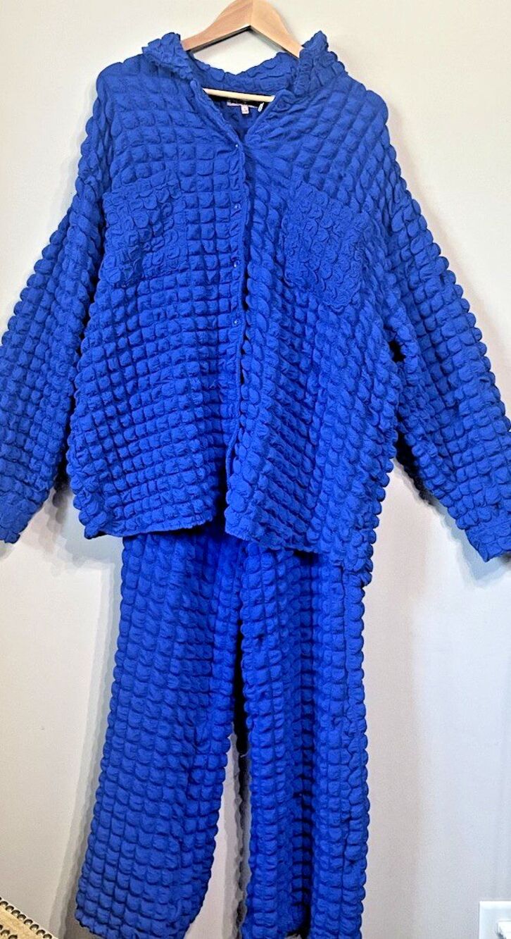 Bailey Rose Retro BLUE CUTEST long sleeve Set Top- Sz. MED, Pants- Sz. SM $218